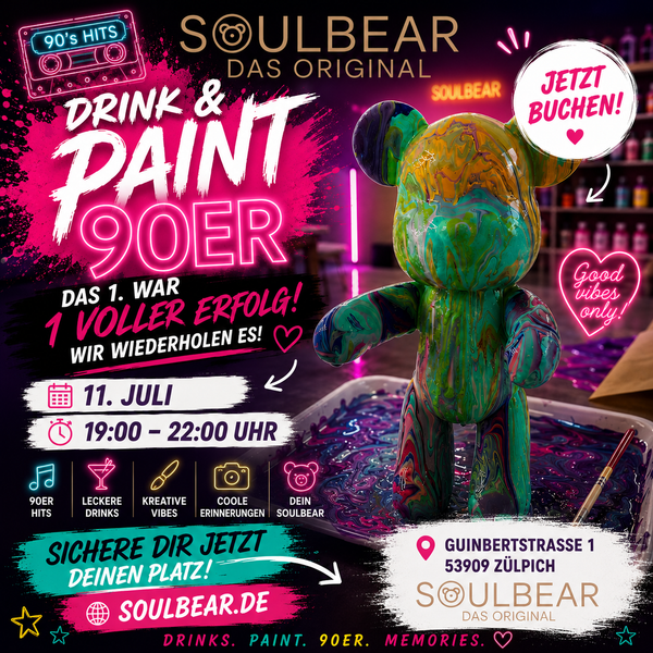 🎨 Soulbear 90 Party – Drink & Paint Event