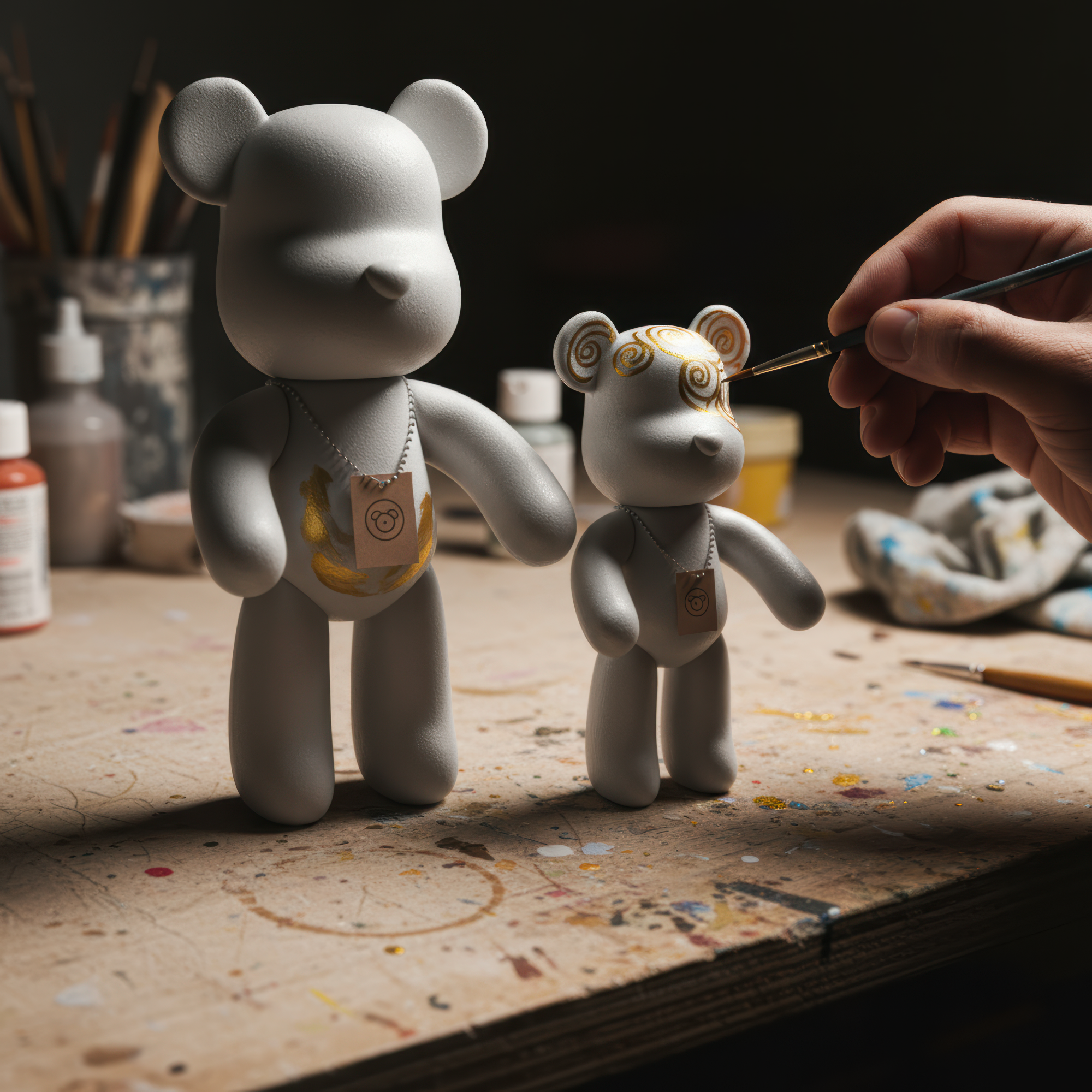 Soulbear Family bemalt und dekoriert, kreative Geschenkidee für Familien